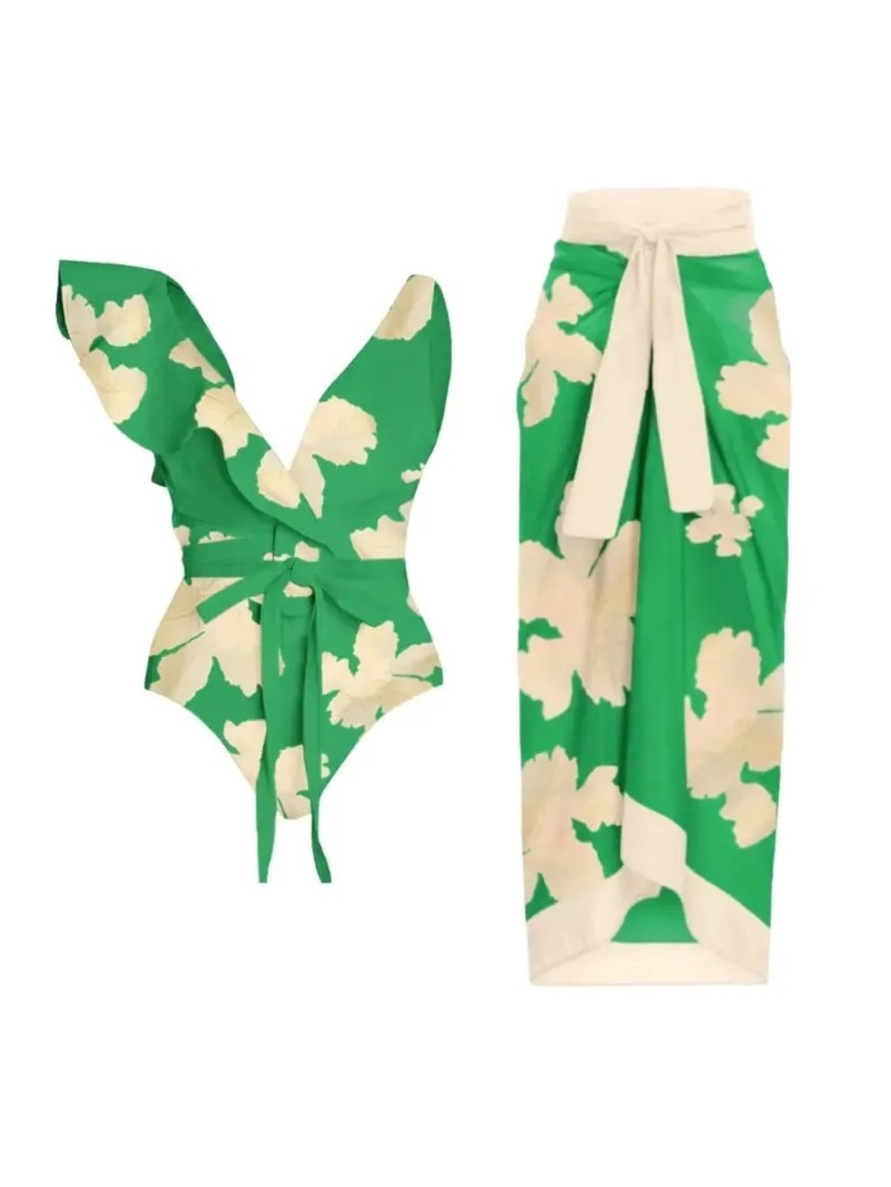 One-Piece with Two Styles, Floral Swimsuit with Matching Skirt (NEW)